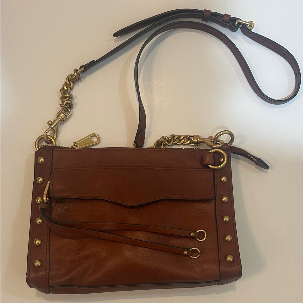 Rebecca Minkoff Tan Leather Crossbody Bag with Gold Accents